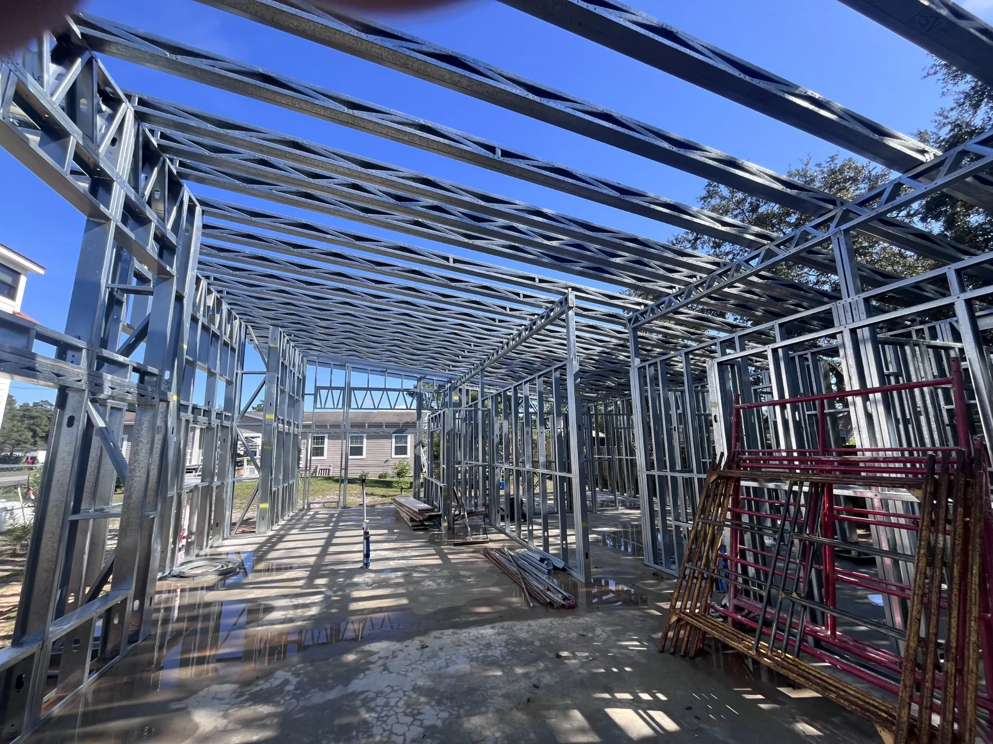 Interior steel wall and roof framing in Tennessee