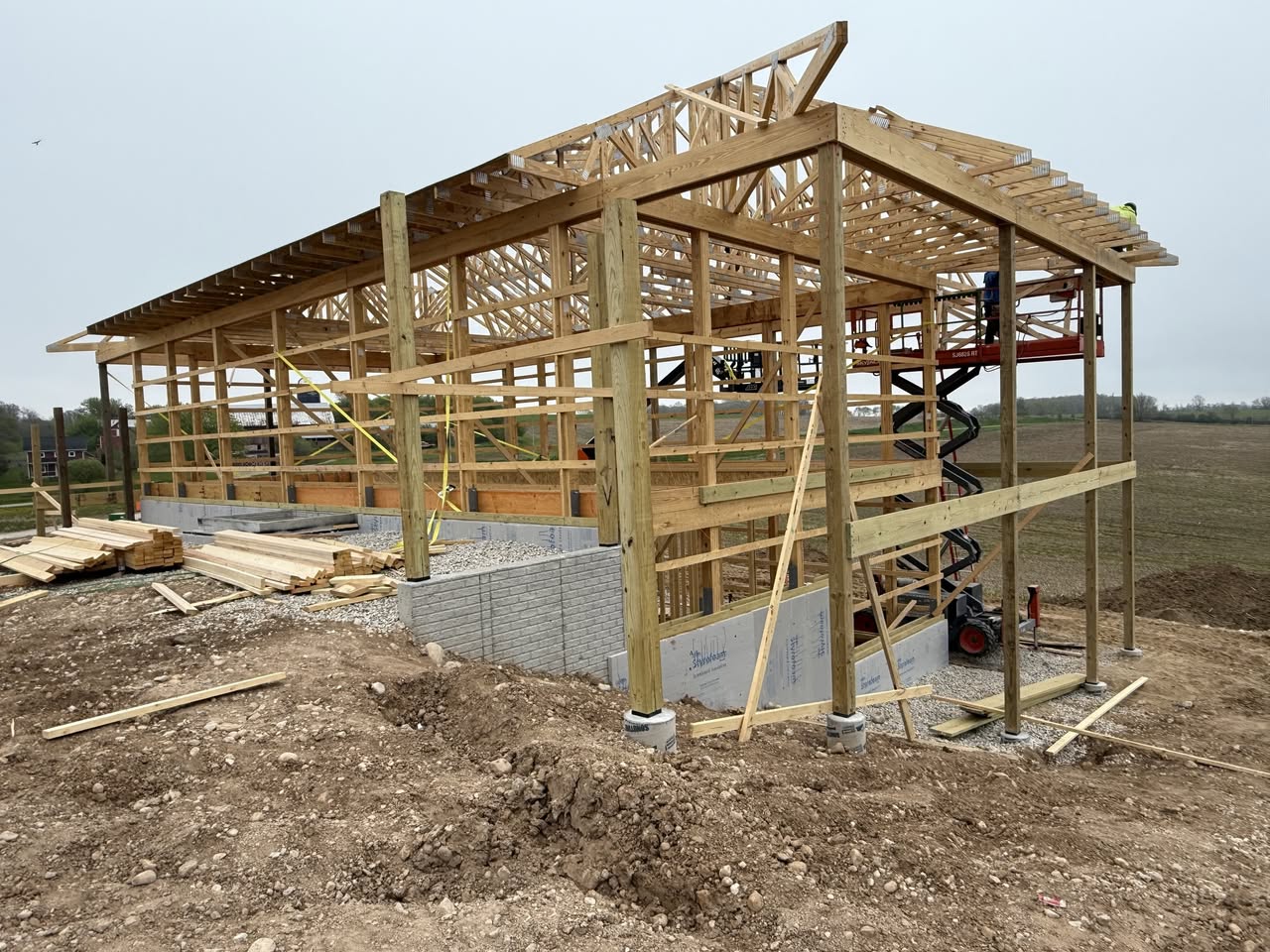 Interior wood framing for Tennessee barndominium